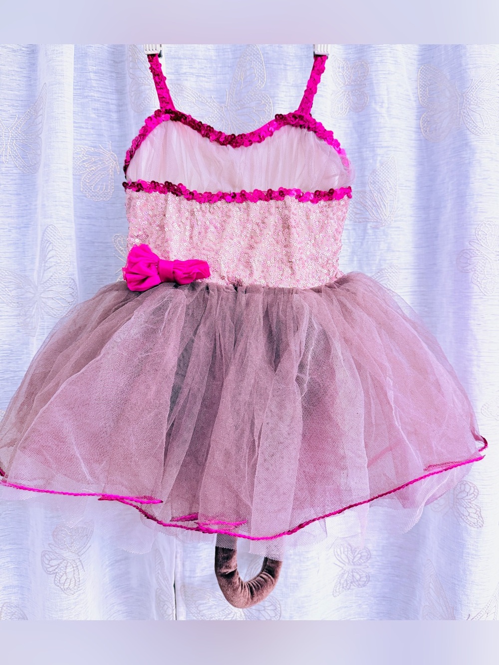 Curtain Call Sequined Pink Ballet Tutu Dance Costume with Attached Tail
